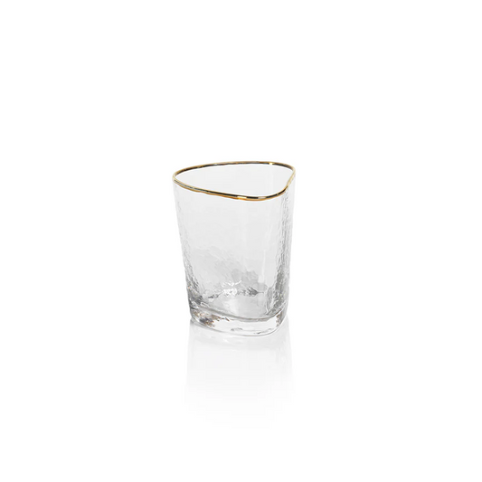 Aperitivo Triangular Double Old Fashioned Glass - Clear with Gold Rim - Mellow Monkey