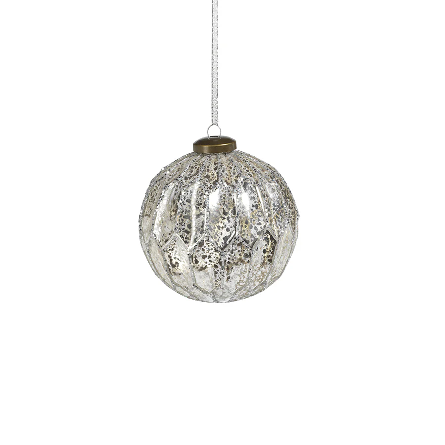 Antique Silver Glass Ball Ornament - Mellow Monkey