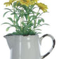 Faux Flowering Plant in Stoneware Pitcher- Distressed White Finish - 5-1/2-in - Mellow Monkey