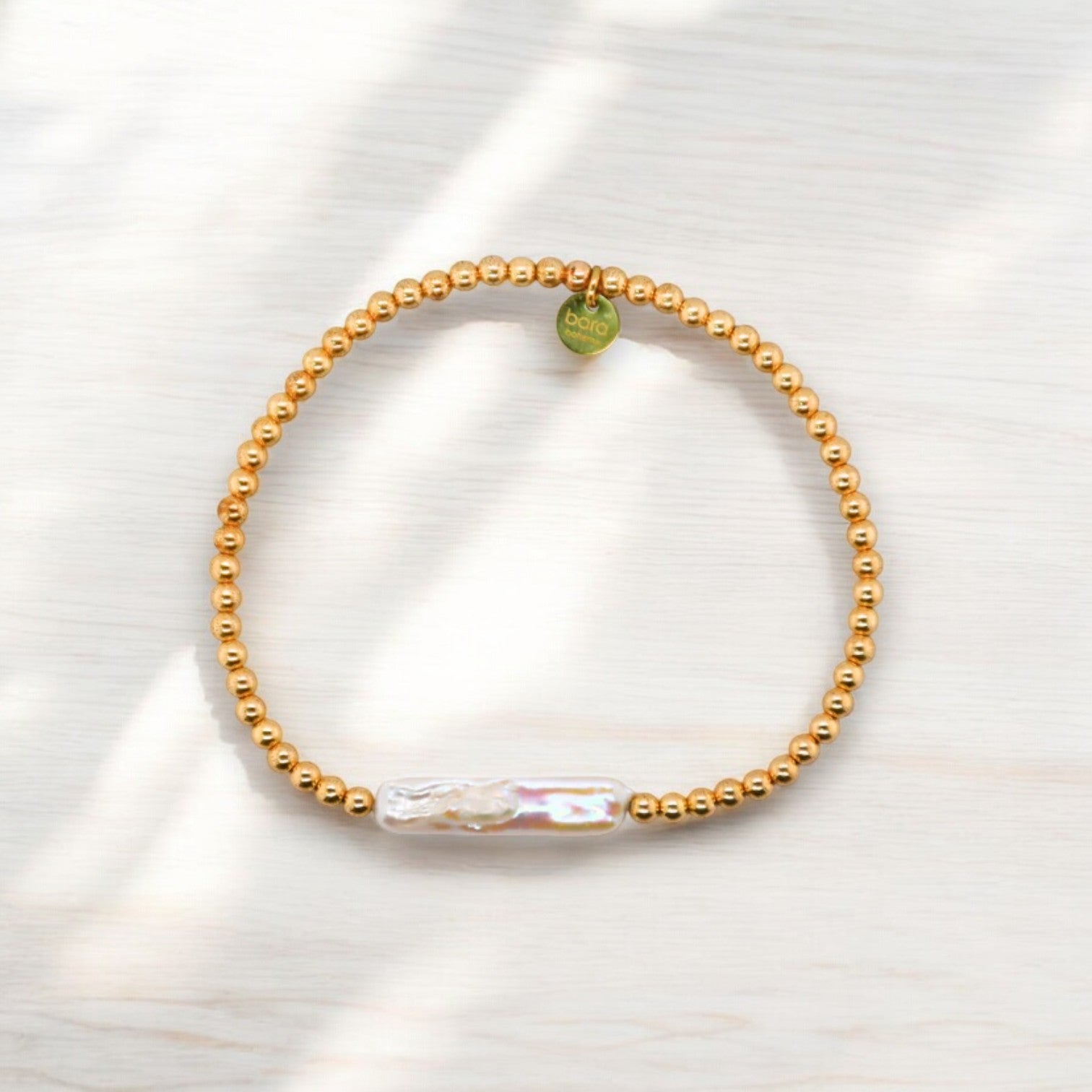 "CHRISHELL" Gold Filled Pearls Beaded Stretch Bracelet - Mellow Monkey