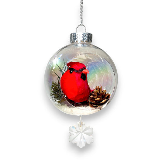 Red Cardinal Ornament with Magnetic Crystal - 7-in - Mellow Monkey