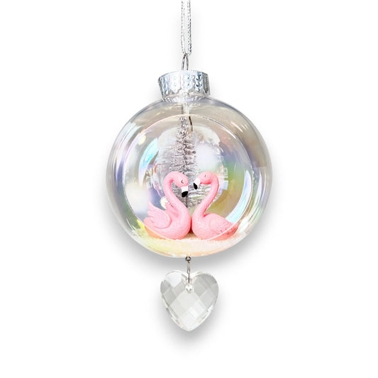 Flamingo Love Ornament with Magnetic Crystal - 7-in - Mellow Monkey