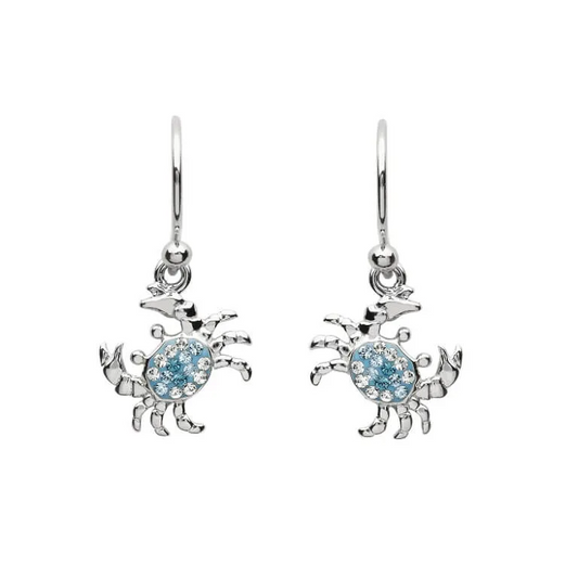 Crab Drop Earrings With Crystals - Mellow Monkey