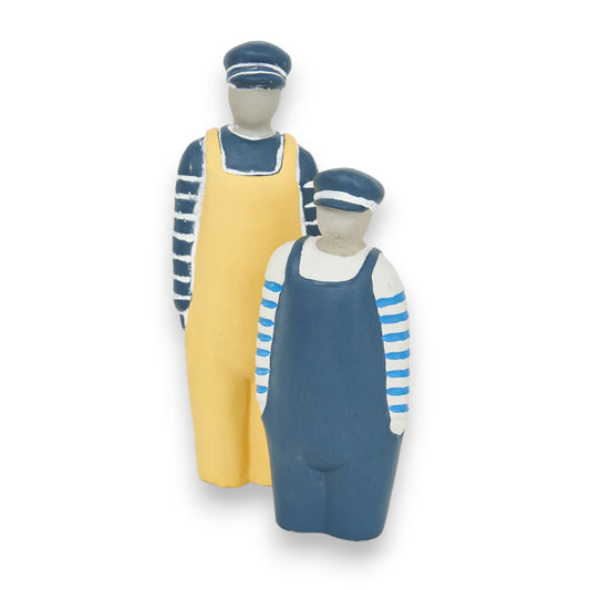 Cement Sailor Figurine With Bib, Brace Overalls and Blue Hat - Mellow Monkey