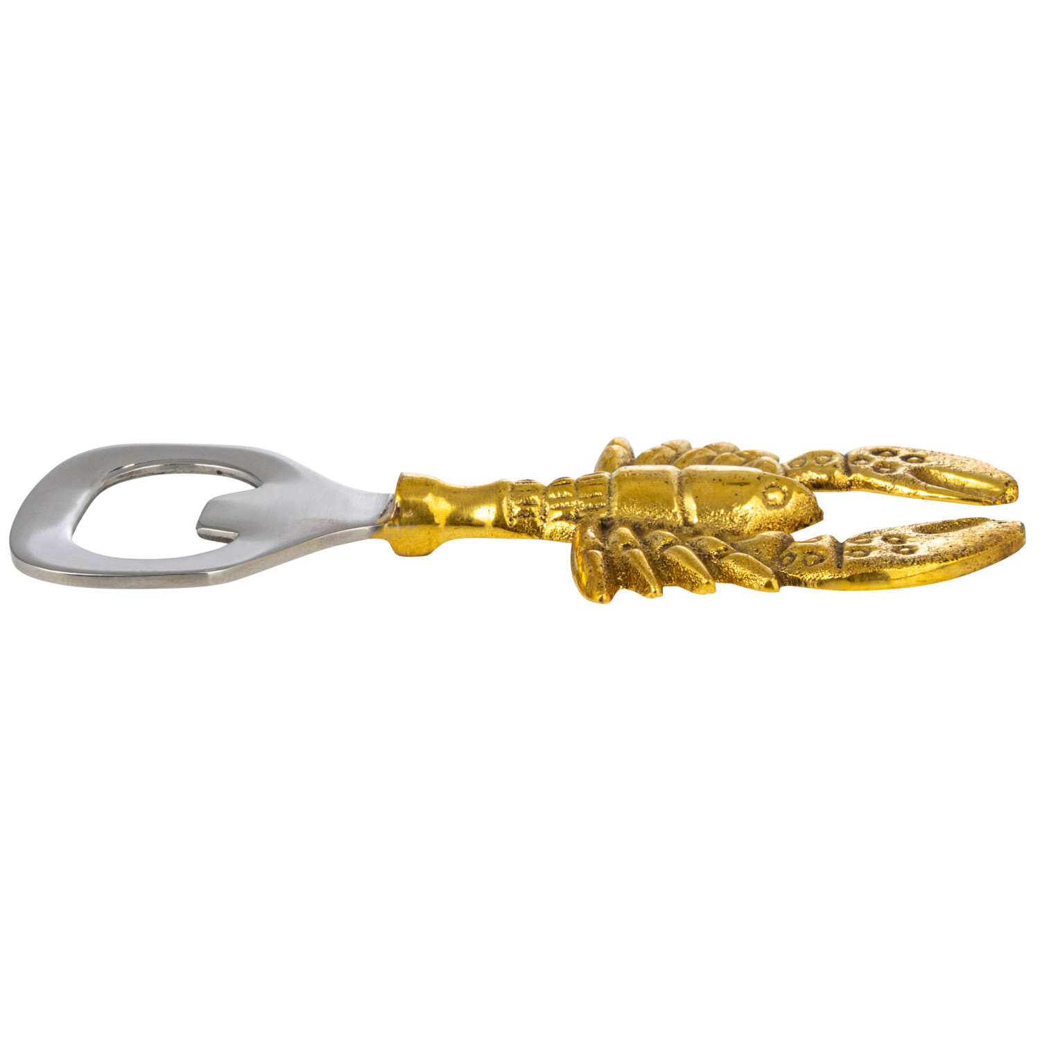 Steel and Brass Bottle Opener with Lobster Shaped Handle - 4-1/2-in