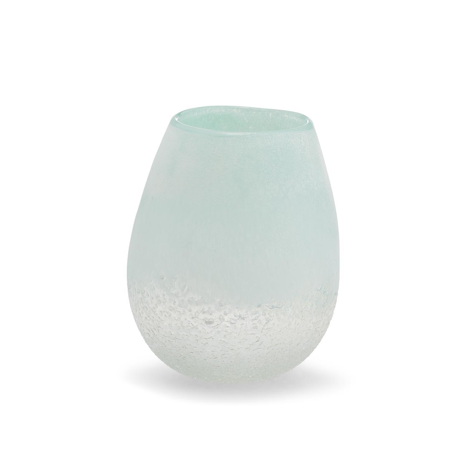 Waterscape Seafoam Frosted Hand-Blown Glass Vase - 8-in - Mellow Monkey