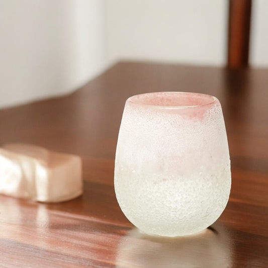 Horizons Pink Frosted Hand-Blown Glass Vase - 6-1/4-in - Mellow Monkey