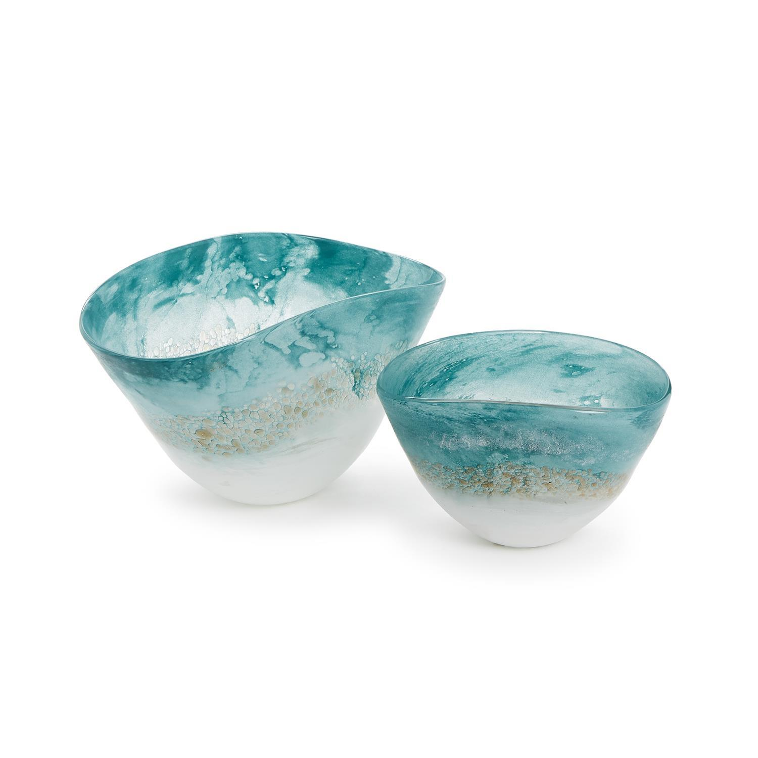 Waterscape Seafoam Bowl - Hand-Blown Glass - Mellow Monkey