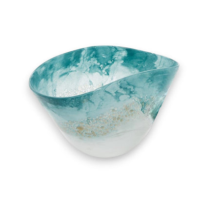 Waterscape Seafoam Bowl - Hand-Blown Glass - Mellow Monkey