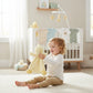Mellow Monkey Daddles Duck Rattle Blankie, pale yellow, ultra-soft plush, 13-in, with embroidered eyes and beak, and a playful rattle.