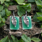 Pewter Earrings - Green Enamel with Leaf - Mellow Monkey