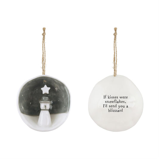 If Kisses Were Snowflakes - Porcelain Half Circle Ornament - Mellow Monkey