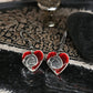 Pewter Earrings - Red Heart With Silver Swirl - Mellow Monkey