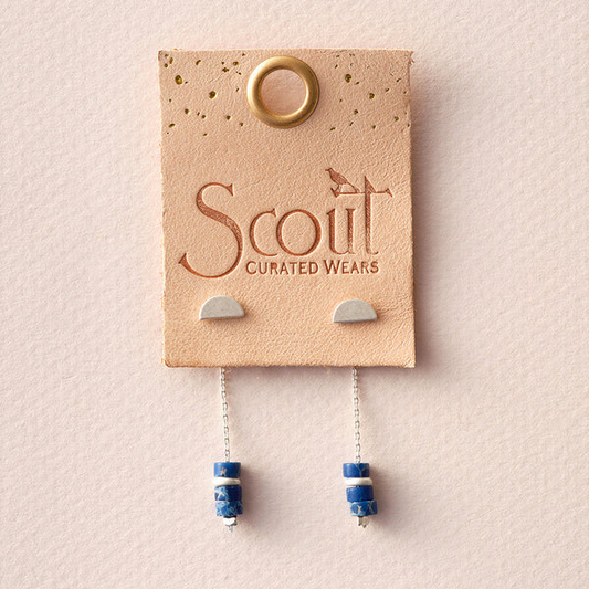 Gemstone Meteor Thread Earrings - Lapis/Silver - Mellow Monkey