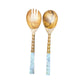 Teak Wood Salad Server with Mother of Pearl Inlay Handles - Set Of Two - Mellow Monkey