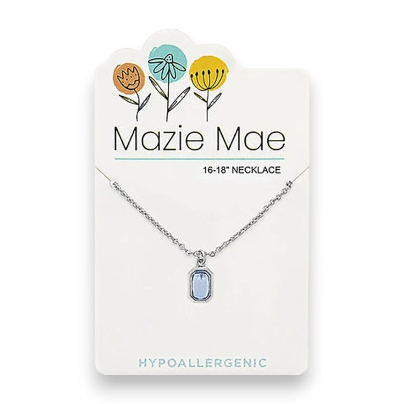 Silver Light Sapphire Radiant- Mazie Mae - Necklace - Mellow Monkey