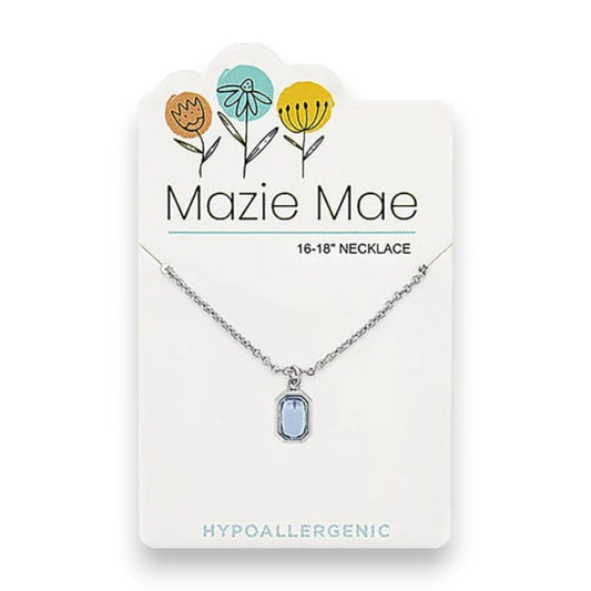 Silver Light Sapphire Radiant- Mazie Mae - Necklace - Mellow Monkey