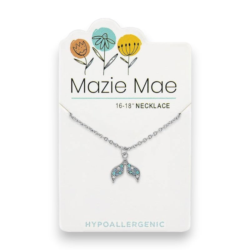 Silver Cubic Zirconia Mermaid Tail - Mazie Mae -  Necklace - Mellow Monkey
