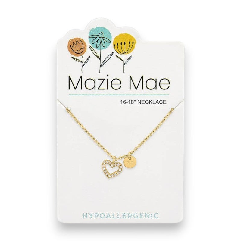 Gold Open White Opal Heart and "XO" Dangle - Mazie Mae - Necklace - Mellow Monkey