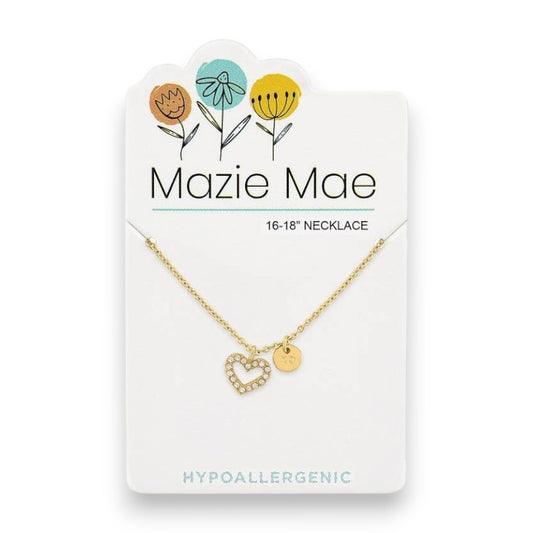 Gold Open White Opal Heart and "XO" Dangle - Mazie Mae - Necklace - Mellow Monkey