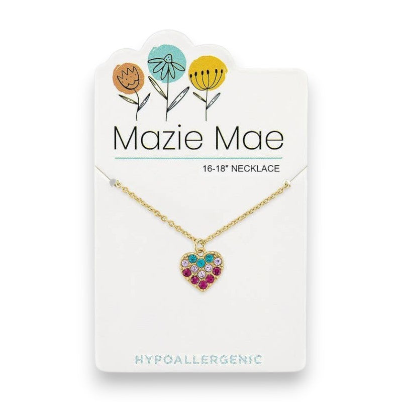 Gold Multicolor Cubic Zirconia Heart - Mazie Mae - Necklace - Mellow Monkey