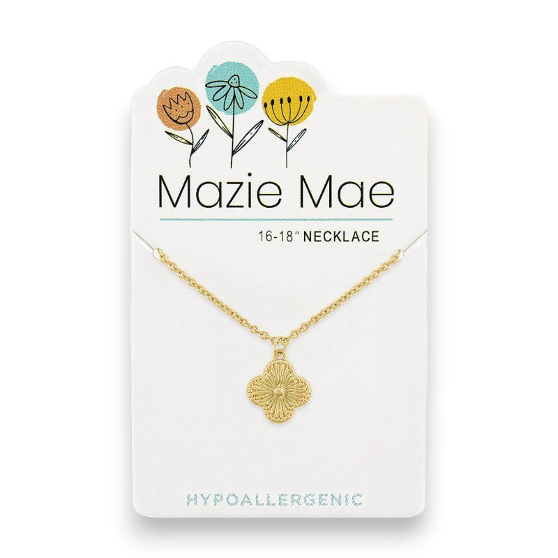Gold Quatrefoil - Mazie Mae -  Necklace - Mellow Monkey