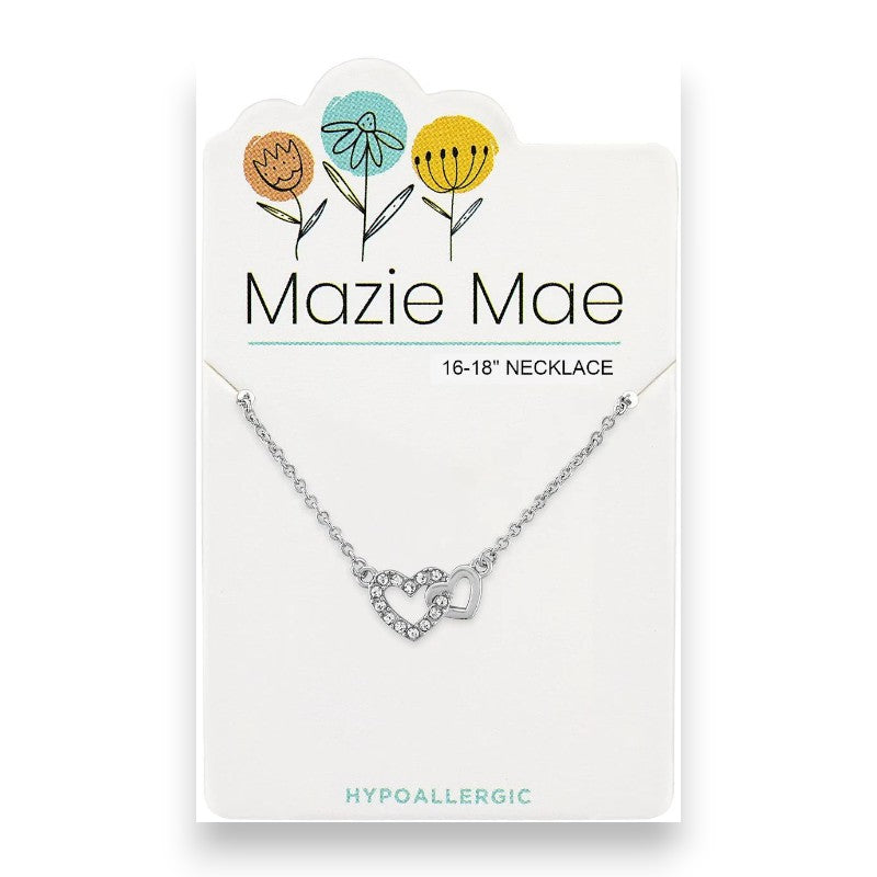 Silver Interlocking Hearts - Mazie Mae - Necklace - Mellow Monkey