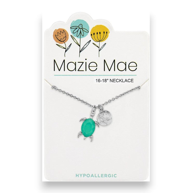 Silver Pacific Opal Turtle and Sand Dollar Dangle - Mazie Mae - Necklace - Mellow Monkey