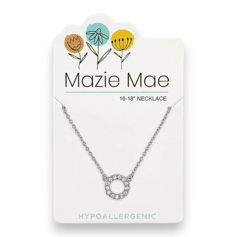 Silver Cubic Zirconia Open Circle - Mazie Mae - Necklace - Mellow Monkey