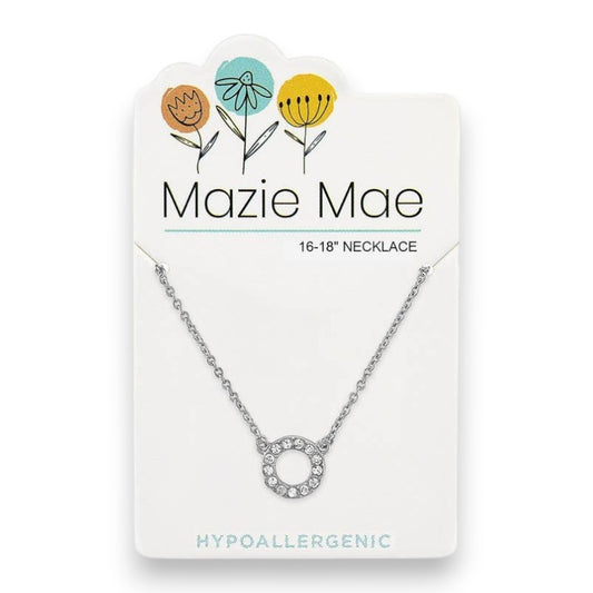 Silver Cubic Zirconia Open Circle - Mazie Mae - Necklace - Mellow Monkey