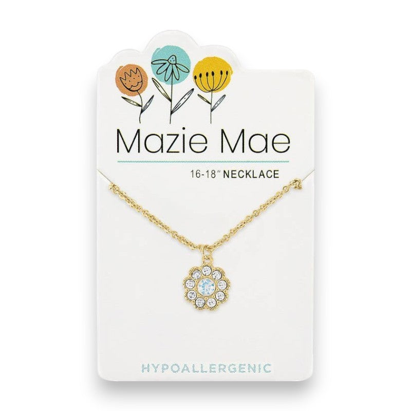 Gold White Opal Cubic Zirconia Flower - Mazie Mae - Necklace - Mellow Monkey