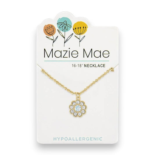 Gold White Opal Cubic Zirconia Flower - Mazie Mae - Necklace - Mellow Monkey