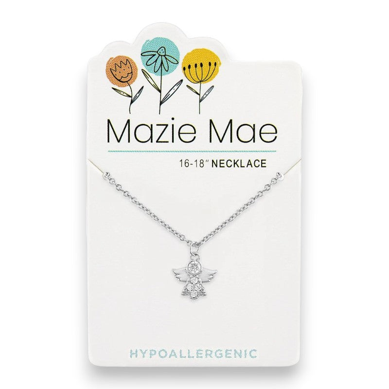 Silver Cubic Zirconia Angel - Mazie Mae - Necklace - Mellow Monkey