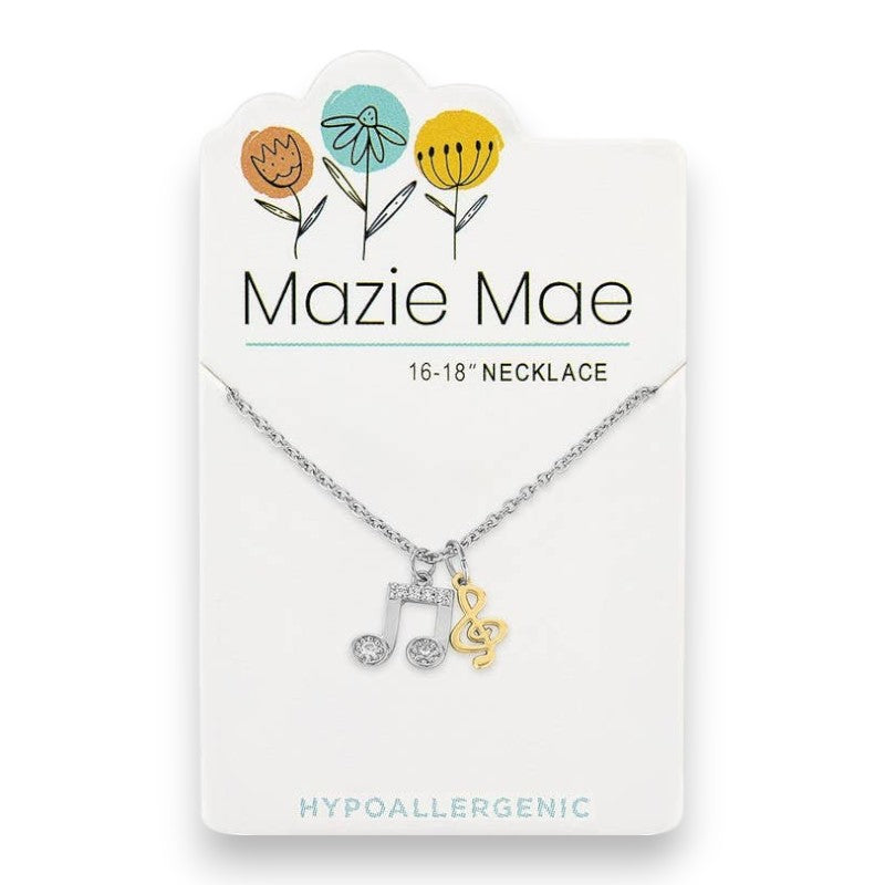 Silver Two-Toned Music Note - Mazie Mae - Necklace - Mellow Monkey