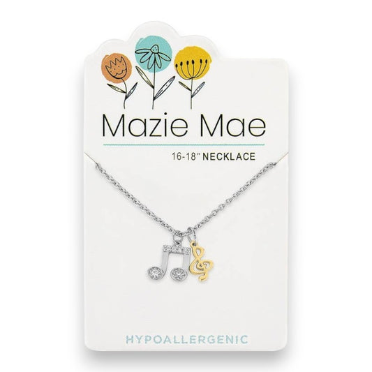 Silver Two-Toned Music Note - Mazie Mae - Necklace - Mellow Monkey