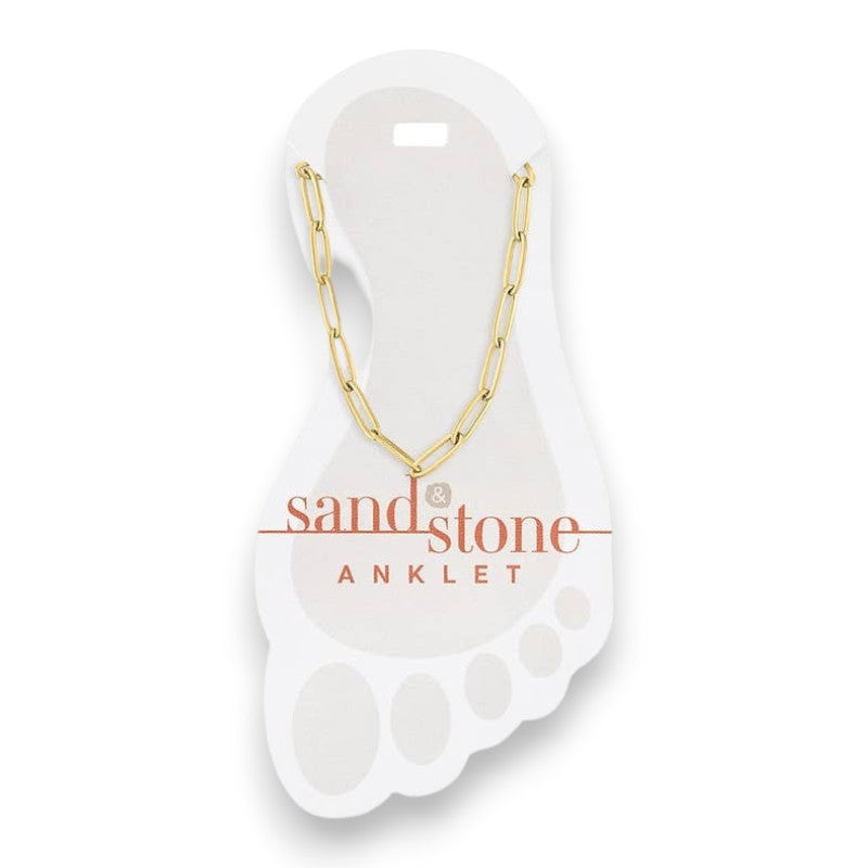 Gold Paperclip - Sand and Stone - Anklet - Mellow Monkey