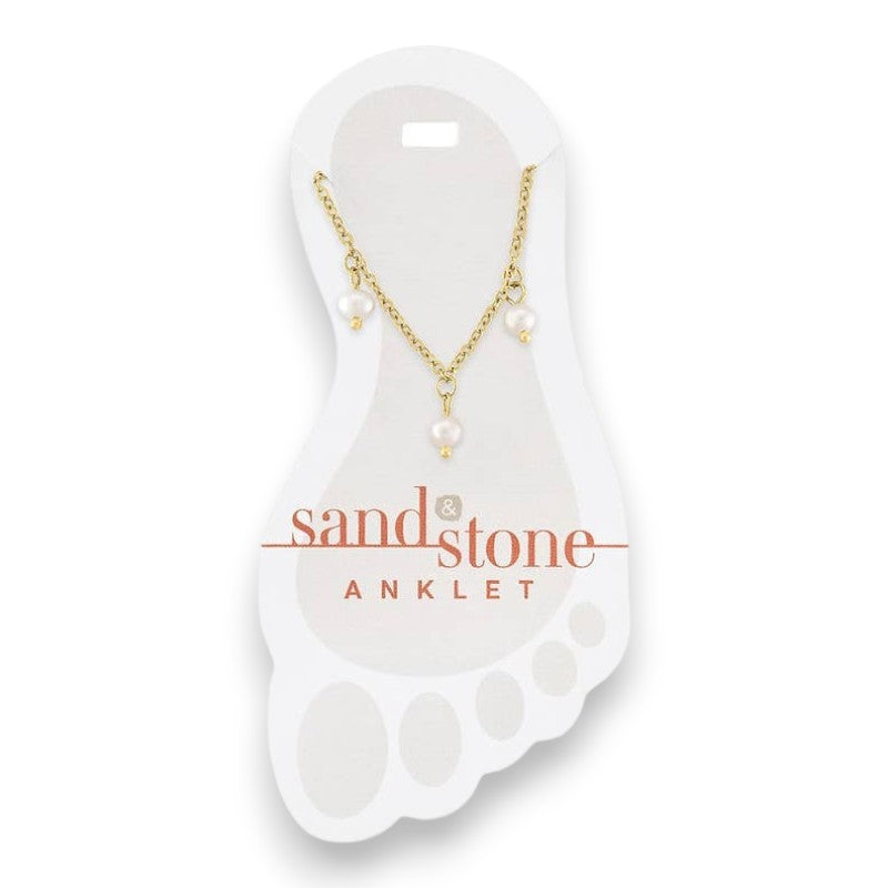 Gold Multi-Pearl Dangle - Sand and Stone - Anklet - Mellow Monkey