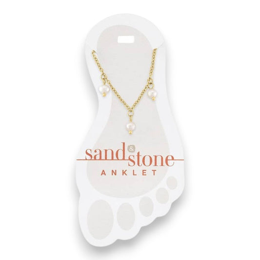 Gold Multi-Pearl Dangle - Sand and Stone - Anklet - Mellow Monkey