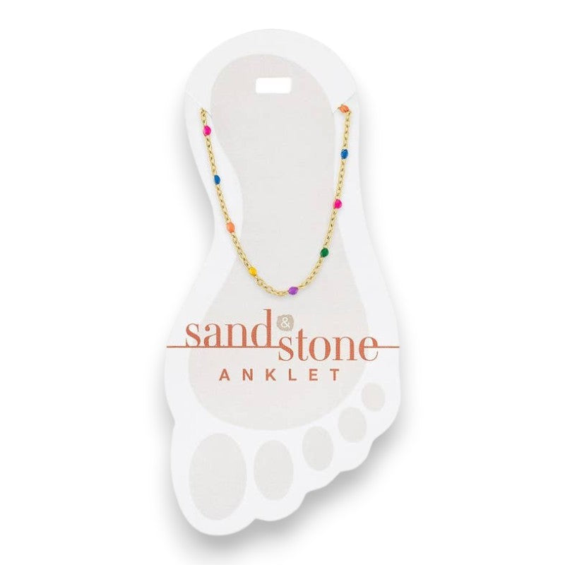 Gold Petite Rainbow Beaded Chain - Sand and Stone - Anklet - Mellow Monkey