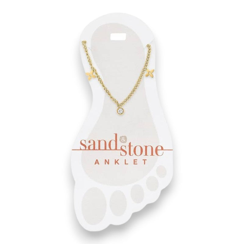 Gold Clover Dangle - Sand and Stone -  Anklet - Mellow Monkey