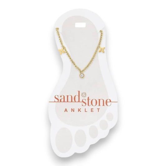 Gold Clover Dangle - Sand and Stone -  Anklet - Mellow Monkey