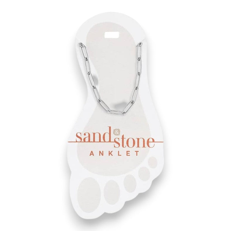 Silver Paperclip - Sand and Stone - Anklet - Mellow Monkey