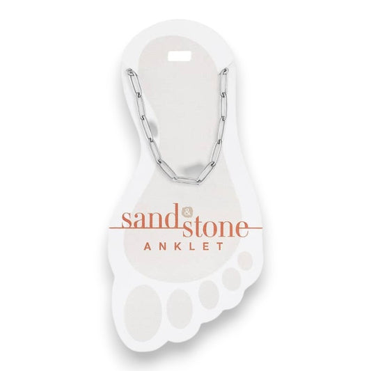 Silver Paperclip - Sand and Stone - Anklet - Mellow Monkey