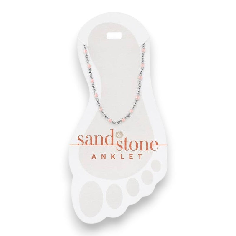 Silver Petite Pink Beaded Chain - Sand and Stone - Anklet - Mellow Monkey