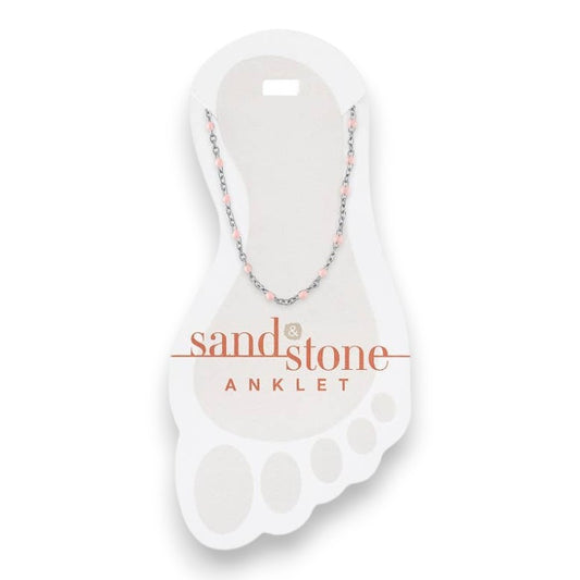 Silver Petite Pink Beaded Chain - Sand and Stone - Anklet - Mellow Monkey