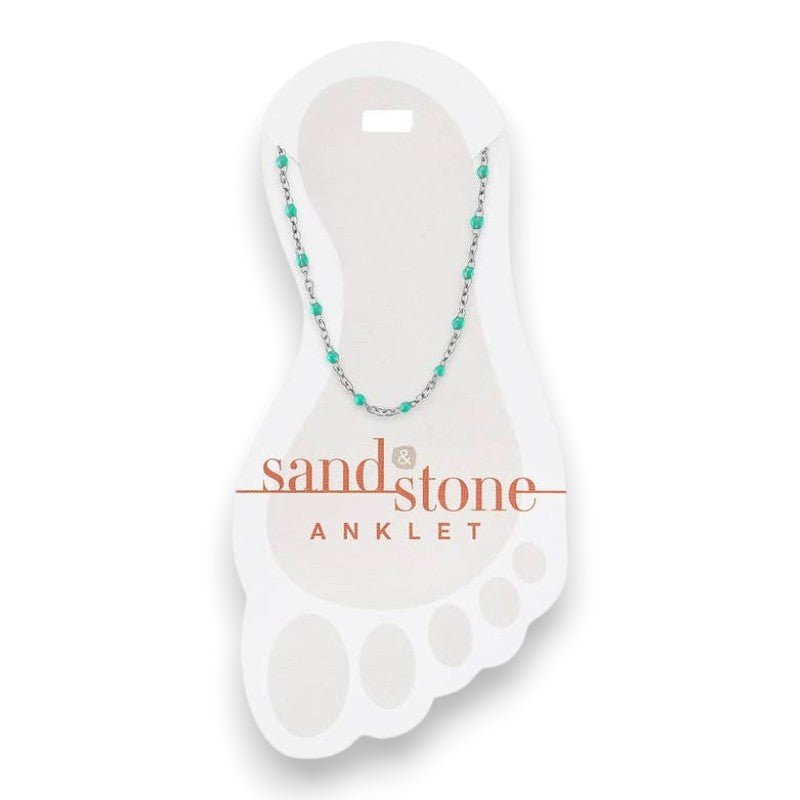 Silver Petite Blue Beaded Chain - Sand and Stone - Anklet - Mellow Monkey