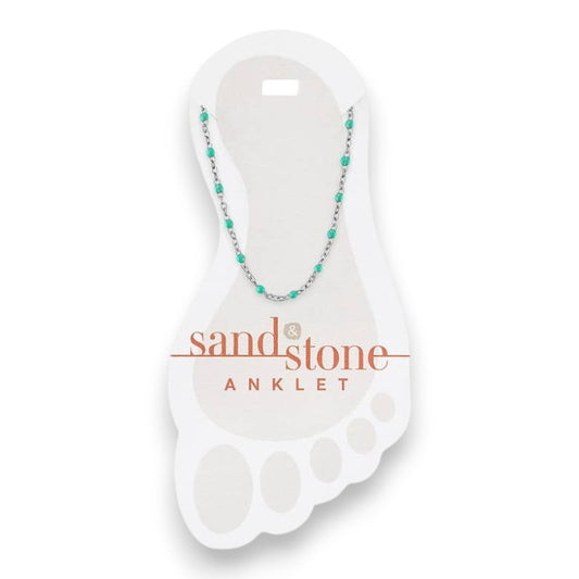 Silver Petite Blue Beaded Chain - Sand and Stone - Anklet - Mellow Monkey