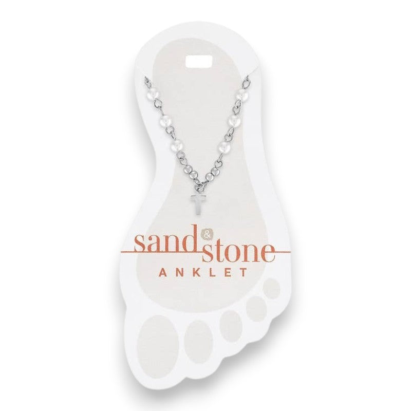 Silver Cross Dangle - Sand and Stone -  Anklet - Mellow Monkey