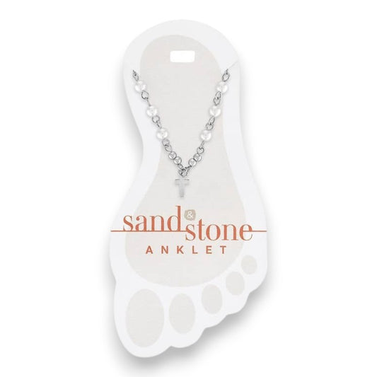 Silver Cross Dangle - Sand and Stone -  Anklet - Mellow Monkey
