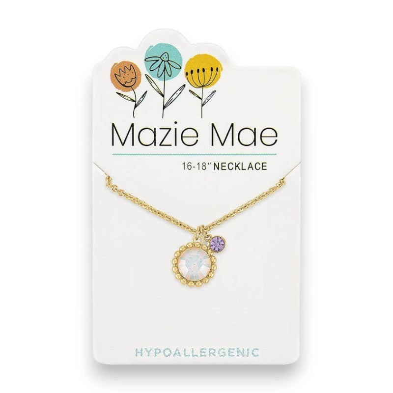 Gold Beaded White Opal and Mini Tanzanite - Mazie Mae - Necklace - Mellow Monkey